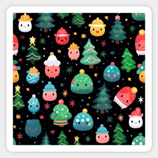 Adorable creatures at Christmas at seamless pattern style Sticker